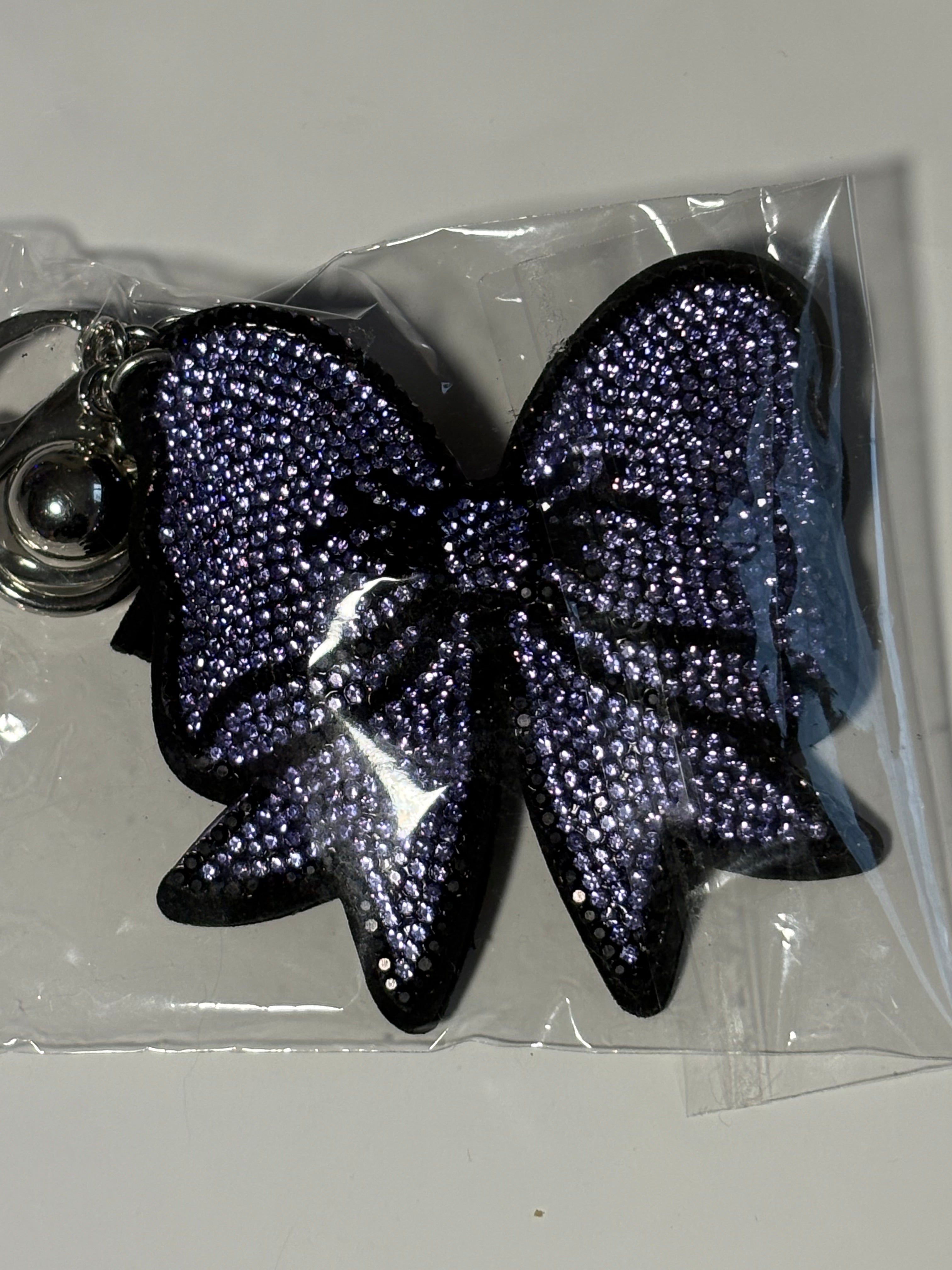 Rhinestone Keychain - Purple Bow