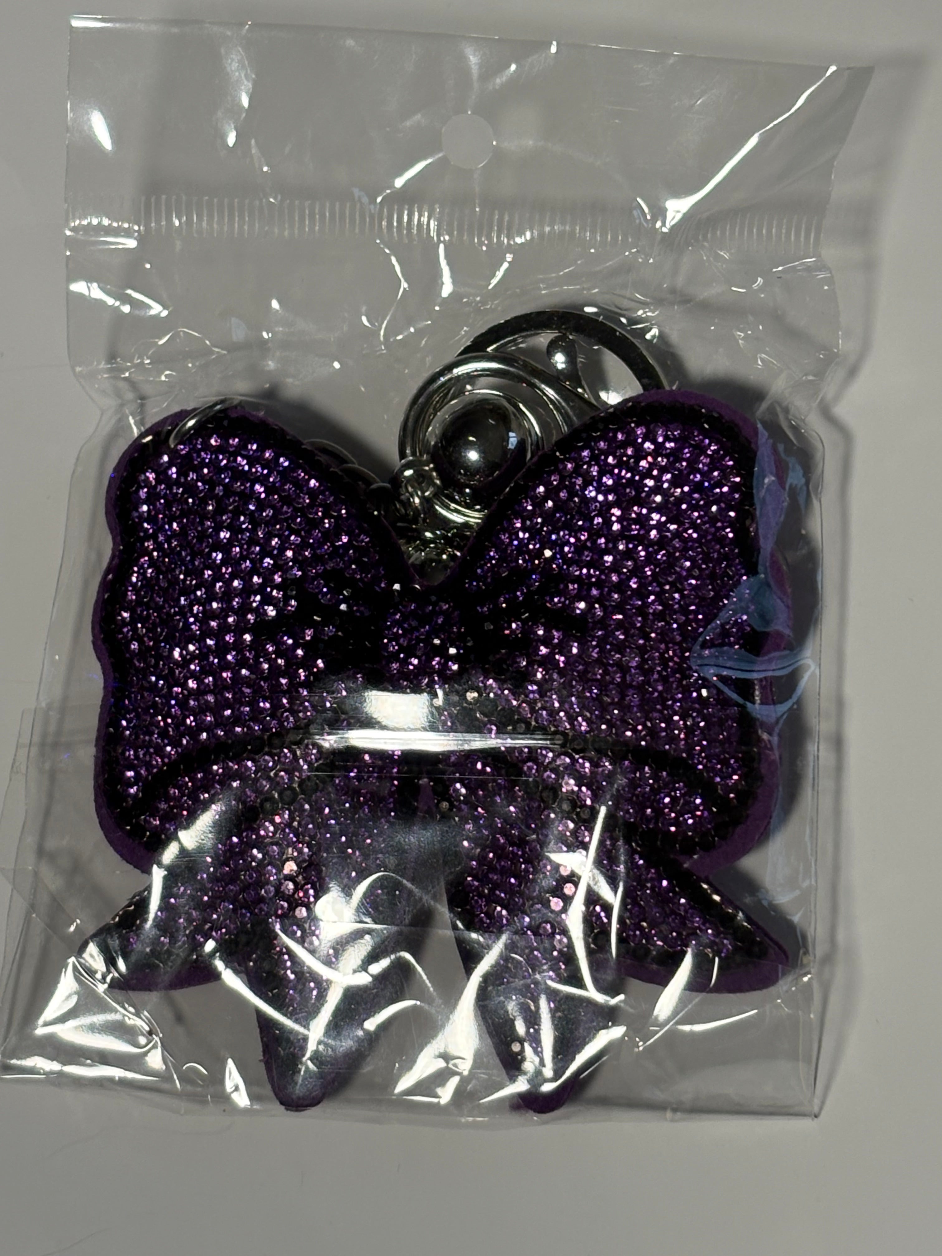 Rhinestone Keychain - Purple Bow