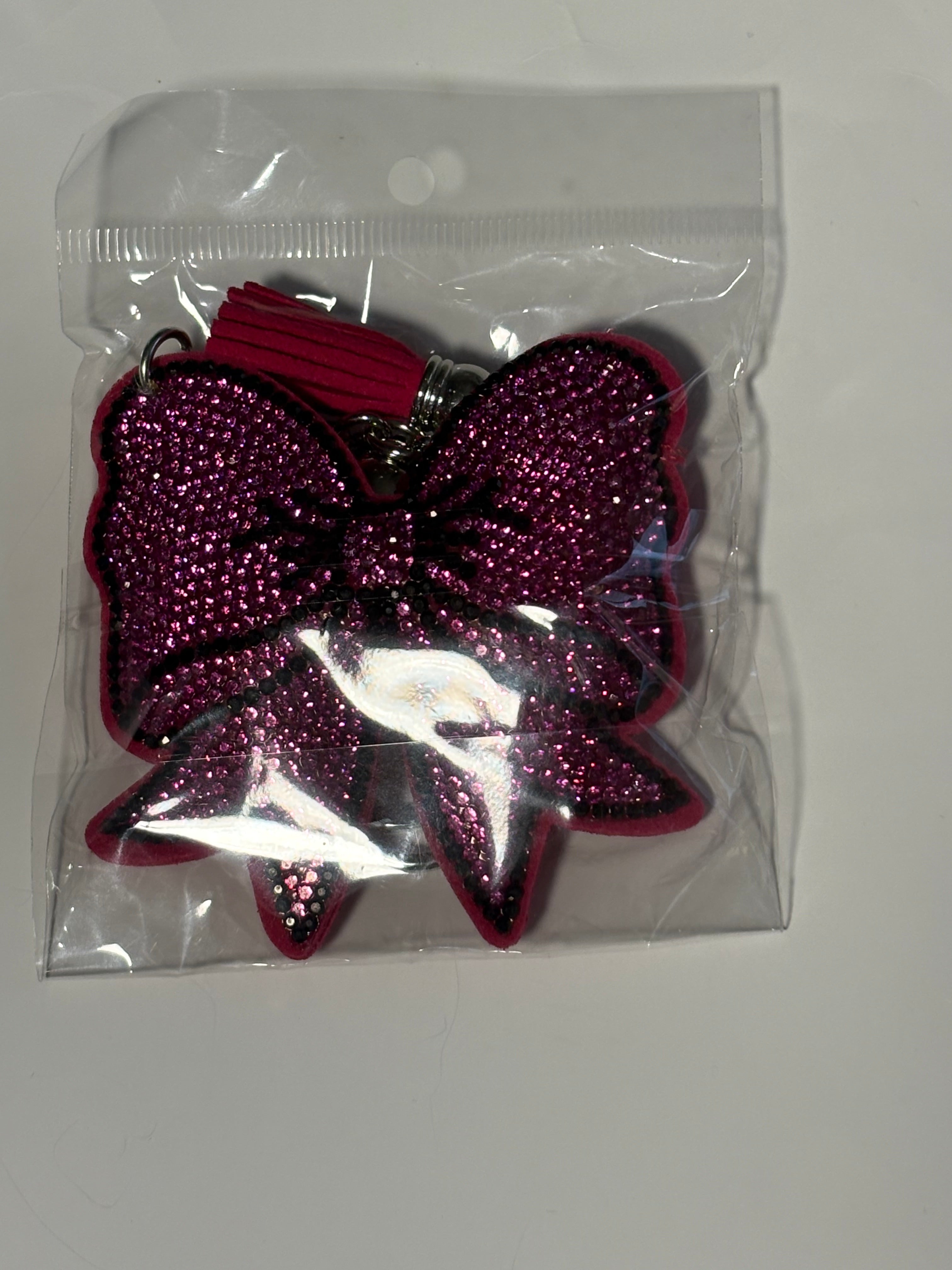 Rhinestone Keychain - Pink Bow