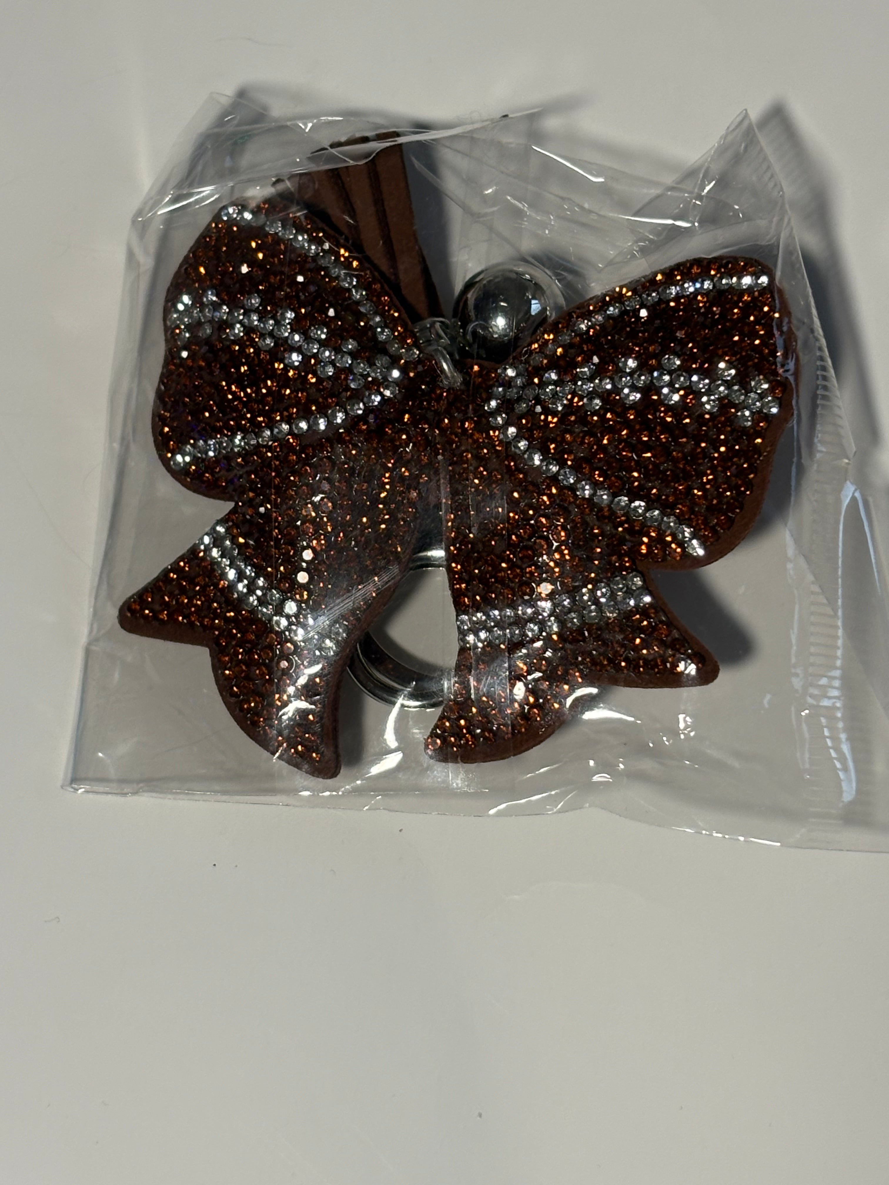 Rhinestone Keychain - Football Bow